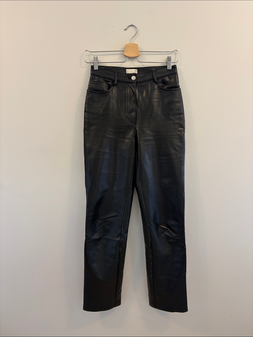 Wilfred Black Faux Leather Straight-Leg Jeans